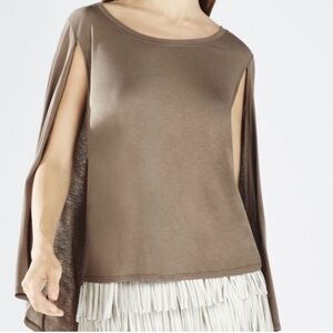 BCBGMaxAzria Brown Cape Sleeve Blouse